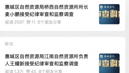 連續(xù)兩天，惠州一地一所長、一所負責人被查！