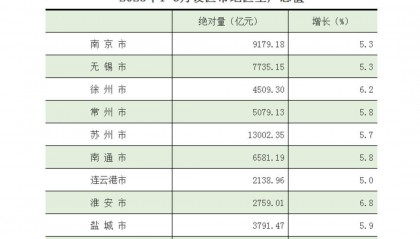 江蘇13市上半年GDP出爐：蘇州領(lǐng)跑，GDP超1.3萬億