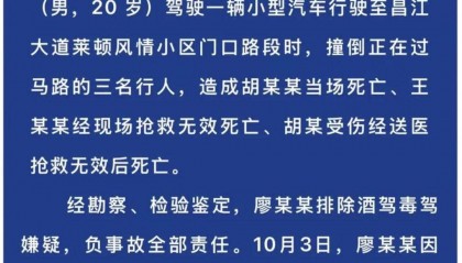江西一家三口被撞身亡案開庭 死者家屬：限速40公里跑到105公里，司機疑與女友吵架后超速泄憤