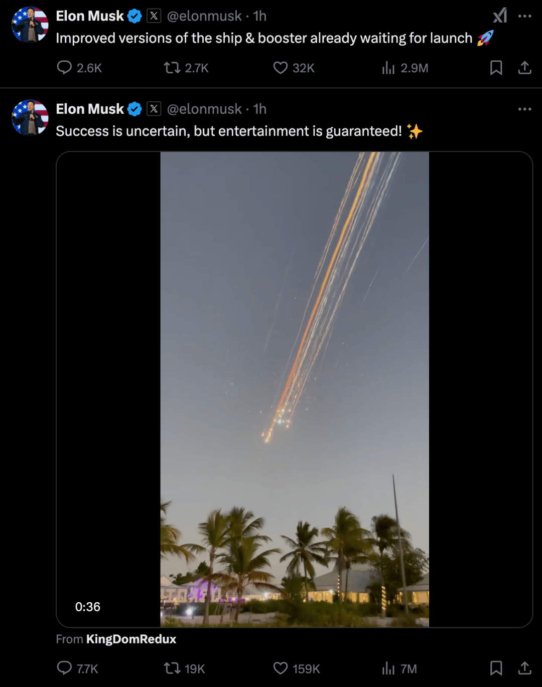 飛行8分鐘，失聯！“星艦”第七次試飛解體成流星，馬斯克回應！