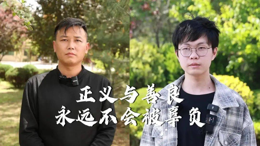 姜昭鵬完成補考后見了被救同學(xué)，兩人互相對視著笑， “等康復(fù)了，一起吃個飯”