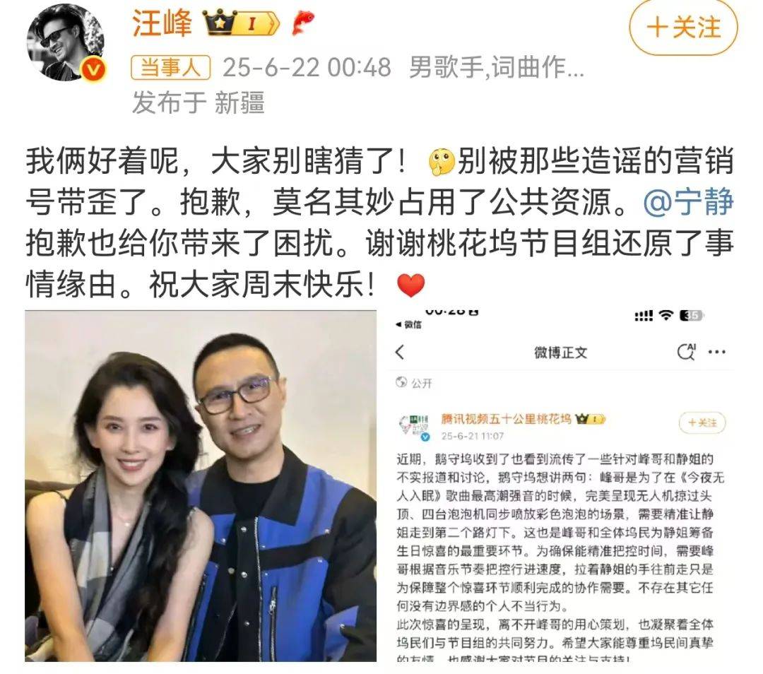 寧靜回應(yīng)與汪峰戀情：我不喜歡他，下次傳緋聞?wù)覀€年輕帥氣的行不